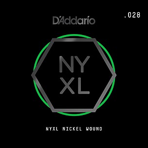 D'Addario NYNW028 NYXL Nickel Wound Electric Guitar Single String, .028