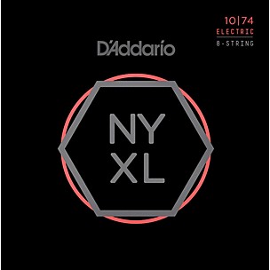 D'Addario NYXL1074 8-String Light Top/Heavy Bottom Nickel Wound Electric Guitar Strings (10-74)