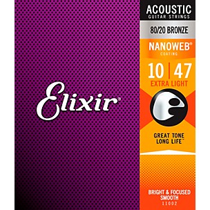 Elixir Nanoweb Extra Light Acoustic Guitar Strings