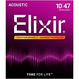 Elixir Nanoweb Extra Light Phosphor Bronze Acoustic Guitar Strings