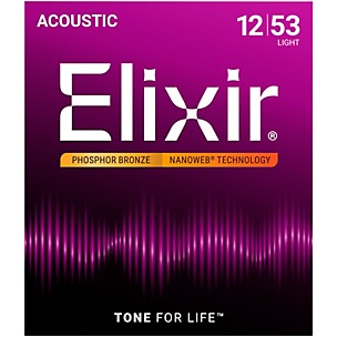 Elixir Nanoweb Light Phosphor Bronze Acoustic Guitar Strings