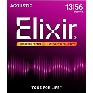 Elixir Nanoweb Medium Phosphor Bronze Acoustic Guitar Strings