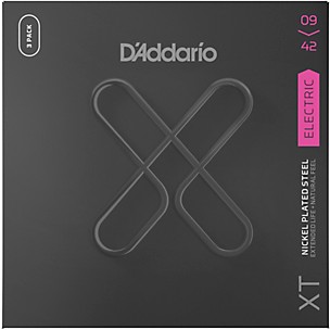 D'Addario Nickel-Plated Steel Electric Guitar XT 09-42, Super Light 3-Pack