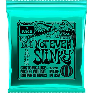 Ernie Ball Not Even Slinky Nickel Wound 12-56 Electric Guitar Strings 3-Pack
