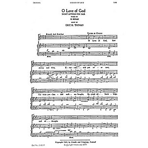 Novello O Love Of God SAB Composed by Eric Thiman