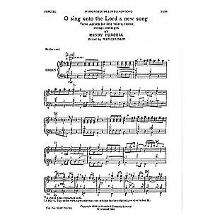 Novello O Sing unto the Lord SATB Composed by Henry Purcell