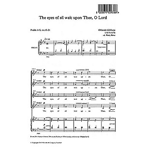 Music Sales Orlando Gibbons: The Eyes Of All Wait Upon Thee, O Lord (Ed. Barry Rose) Music Sales America Series