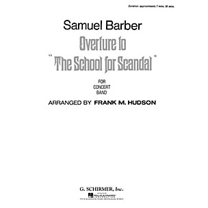 G. Schirmer Overture To School For Scandal Score *parts Avail On Rental* Concert Band Composed by S Barber