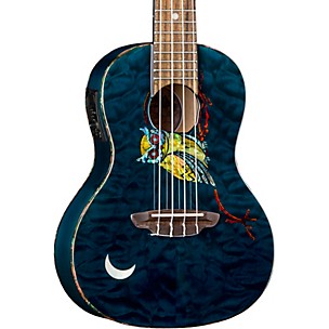 Luna Guitars Owl Quilt Top Concert Acoustic-Electric Ukulele