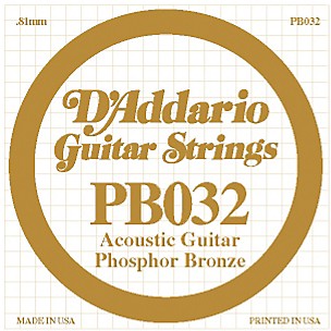 D'Addario PB032 Phosphor Bronze Single Acoustic Guitar String