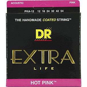 DR Strings PKA-12 Hot Pink Coated Medium Acoustic Guitar Strings