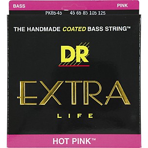 DR Strings PKB-45-125 Hot Pink Coated Medium 5-String Bass Guitar Strings