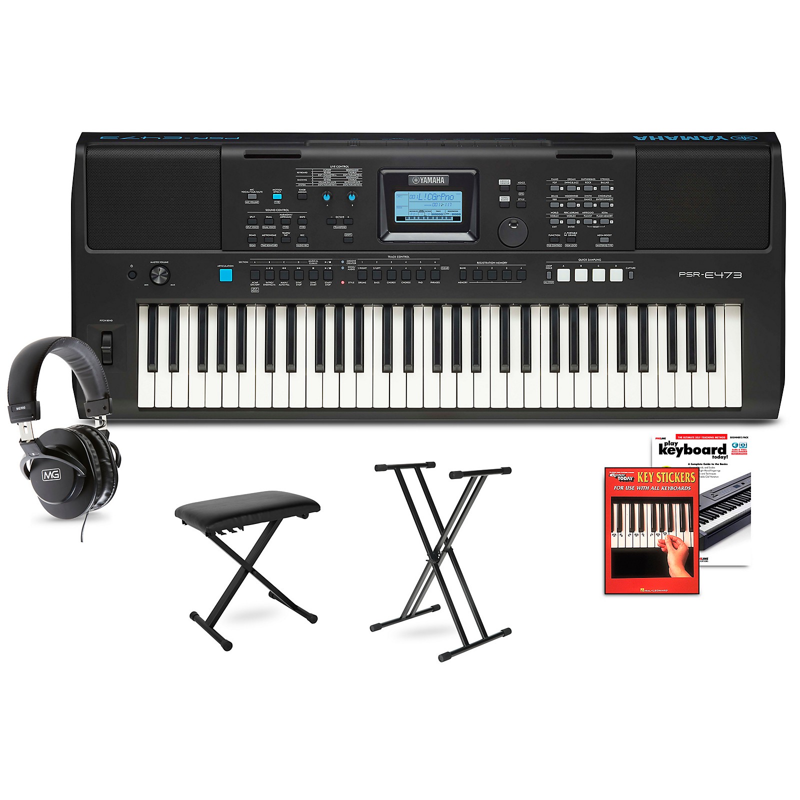 Yamaha PSR-E473 High-Level Portable Keyboard Package | Music