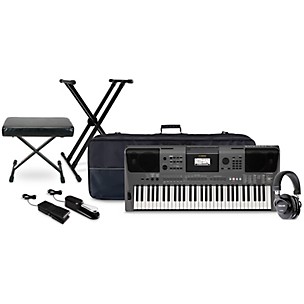Yamaha PSR-I500 61-key Portable Keyboard (India) with Tascam TH-200X Studio Headphone Package (Pedals/Bench/Stand/Bag Included)