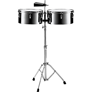 Pearl PTS5134 13" and 14" Steel Timbales with Cowbell and Stand