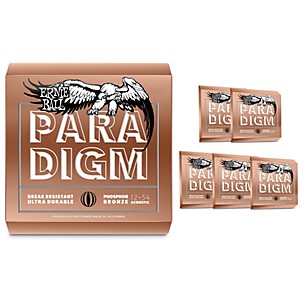 Ernie Ball Paradigm Phosphor Bronze Acoustic Guitar Strings, Medium Light 6-Pack