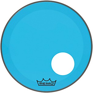 Remo Powerstroke P3 Colortone Blue Resonant Bass Drum Head With 5" Offset Hole