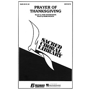 Hal Leonard Prayer of Thanksgiving SAB composed by Mark Wilson