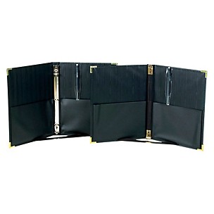Marlo Plastics Premium Concert Choral Folder 9-1/4 x 12" with Elastic Stays, Pockets, Brass Corners, Pencil - Black