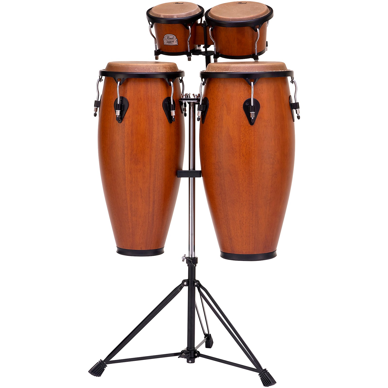 Pearl Pearl Primero Conga and Bongo Set With Stand in Mahogany Satin Stain