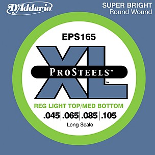 D'Addario ProSteels EPS165 Light Top/Medium Bottom Long Scale Bass Strings