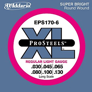 D'Addario ProSteels EPS170-6 Regular Light 6-String Bass Strings