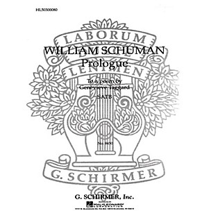 G. Schirmer Prologue to a Poem SATB composed by William Schuman