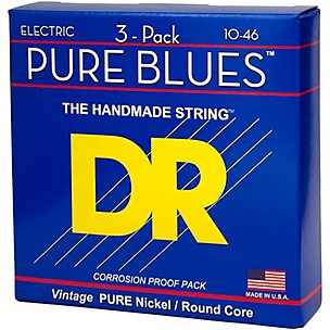 DR Strings Pure Blues Pure Nickel Electric Guitar Strings 3 Pack