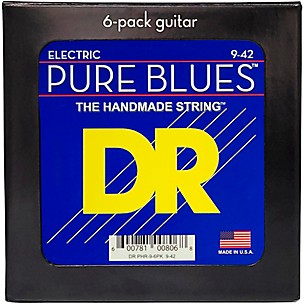 DR Strings Pure Blues Pure Nickel Electric Guitar Strings 6 Pack