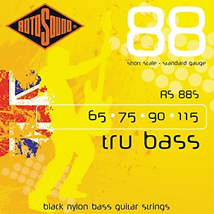 Rotosound RS88S Trubass Black Nylon Flatwound Standard Gauge Short Scale Bass Strings