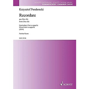 Schott Recordare from Dies illa SATB a cappella Composed by Krzysztof Penderecki