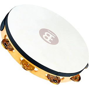 MEINL Recording-Combo Goat-Skin Wood Tambourine One Row Dual Alloy Jingles