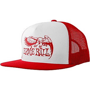 Ernie Ball Red & White Trucker Cap with Ernie Ball Eagle