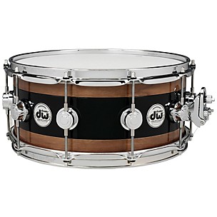 DW Reverse Edge Snare, Black Core with Walnut Rings