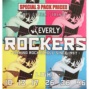 Everly Rockers Electric Guitar Strings Light 3-Pack