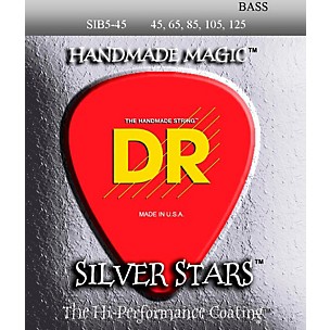DR Strings SIB-45-125 Silver Stars Coated 5 String Bass Guitar Strings