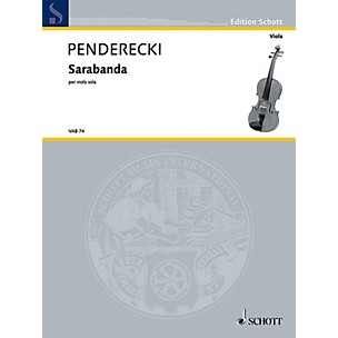 Schott Sarabanda (Solo Viola) Schott Series Composed by Krzysztof Penderecki