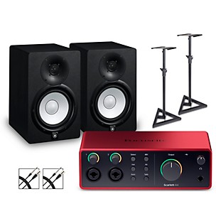 Focusrite Scarlett 4i4 4th Gen With Yamaha HS Studio Monitor Pair Bundle (Stands & Cables Included)