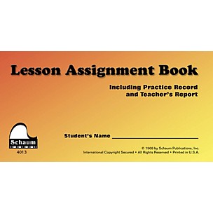 Schaum Schaum Lesson Assignment Book Educational Piano Series Softcover Written by John Schaum