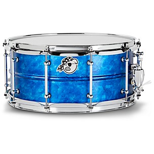 Pork Pie Seamless Aluminum Snare Drum - Blue Ice Alcohol Ink,