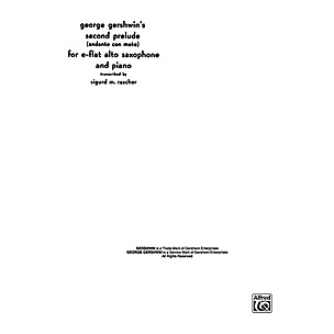 Alfred Second Prelude for Alto Sax By George Gershwin / arr. Sigurd Rascher Book