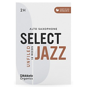 D'Addario Woodwinds Select Jazz Alto Saxophone Unfiled Organic Reeds Box of 10