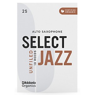 D'Addario Woodwinds Select Jazz Alto Saxophone Unfiled Organic Reeds Box of 10