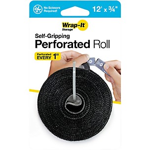 Wrap-It Storage Straps Self-Gripping Perforated Roll - 12' x 0.75" - Perforated Hook and Loop Roll