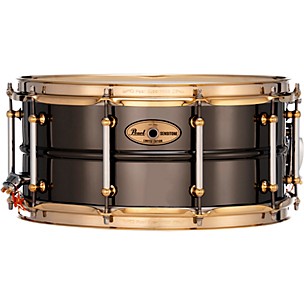 Pearl Sensitone Limited-Edition Nickel-Plated Black Brass Snare Drum With Gold-Plated SuperHoop II Triple-Flanged Hoops