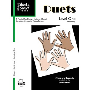 Schaum Short & Sweet: Duets (1 Piano, 4 Hands Level 1 Elem Level) Educational Piano Book