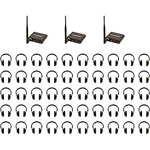 VocoPro Silent Disco-350 Package With 3 Transmitters & 50 Wireless LED Headphones, 908.70-926.30MHz