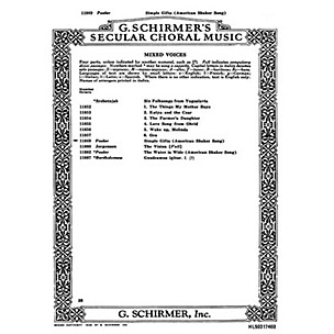 G. Schirmer Simple Gifts American Shaker Song With Piano SATB composed by Folk Song