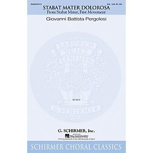 G. Schirmer Stabat Mater Dolorosa (From Stabat Mater, First Movement Schirmer Classics) SA by Pergolesi