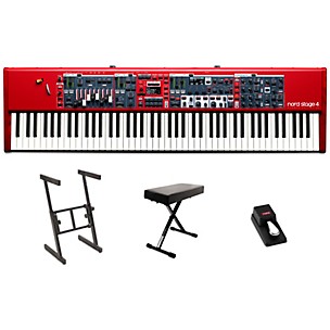Nord Stage 4 88-Key Keyboard Essentials Bundle With  Nord Single Pedal 2 & Proline PL700Z Keyboard Stand